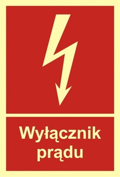Wyłącznik prądu znak 10x14,8 PCV
