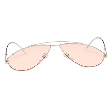 Okulary przeciwsłoneczne dla dorosłych unisex, duże, lustrzane, ze srebrną ramką, z różowymi soczewkami