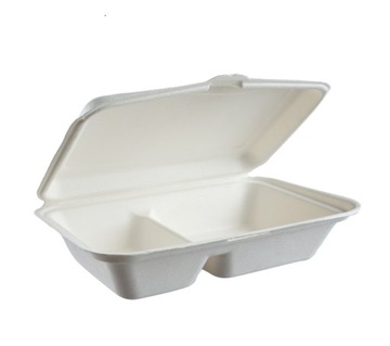 LunchBox 2komorowy z trzciny 50szt biodegradowalny