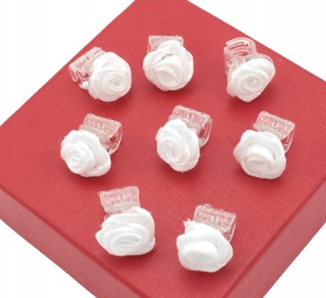 KRABIKI ŻABKI DO WŁOSÓW RÓŻYCZKI 8 SZTUK 1 cm KOMUNIA