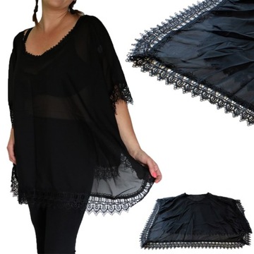 ТУНИКА ЖЕНСКАЯ ПЛЯЖНАЯ ПЛАТЬЕ ДЛЯ ПЛЯЖА 60СМ УНИВЕРСАЛЬНАЯ ЧЕРНАЯ