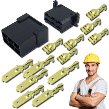 Złącze elektryczne 6 -krotne złączka kostka 6 PIN 6,3mm
