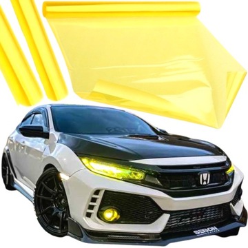 FOLIA NA LAMPY REFLEKTOR TUNING AUTA 30x50cm ŻÓŁTA