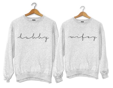 Zestaw Bluz dla Pary, Bluzy dla Męża i Żony, Bluzy Hubby Wifey