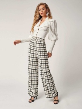 FC27308 *SHEIN SPODNIE PALAZZO W KRATĘ XS
