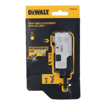 DEWALT NASADKA KĄTOWA DO WKRĘTARKI UCHWYT NA BITY HEX 1/4 LED USB DTLRA