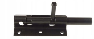 ZASUWA DRZWIOWA BRAMOWA RYGIEL JEDNOSTRONNA L100 CZARNA NA KŁÓDKĘ + WKRĘTY