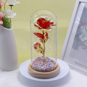 ВЕЧНАЯ РОЗА В СТЕКЛЕ, ПОДАРОК ​​НА ДЕНЬ БАБУШКЕ И ДЕДУШКЕ, ПОДСВЕТКА СВЕТОДИОДНАЯ