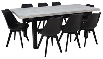 DUŻY stół BETON i 8 kubełkowych krzeseł DO SALONU