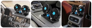 WIATRAK SAMOCHODOWY WENTYLATOR 360° PODWÓJNY REGULOWANY CICHY NA KOKPIT 12V