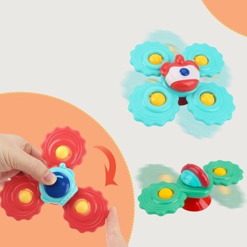 СПИННЕР С СЕНСОРНОЙ ПРИСОСКОЙ ПОДАРОЧНАЯ ПОГРЕМКА ДЛЯ ВАННЫ 3 ШТ.