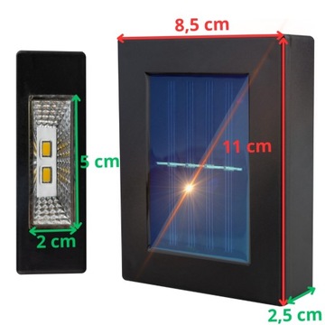 LAMPA SOLARNA KINKIET ZEWNĘTRZNE OŚWIETLENIE DOMU NA OGRODZENIE PŁOT TARAS