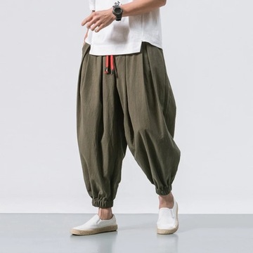 Spring Men Loose Harem Pants Chinese Linen Sweatpa