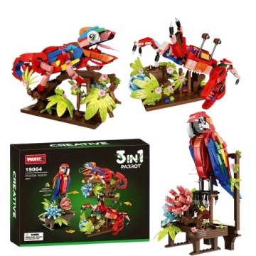 Stavebnice 3v1 Papoušek Kameleon Krab Creator, sada 538 dílků