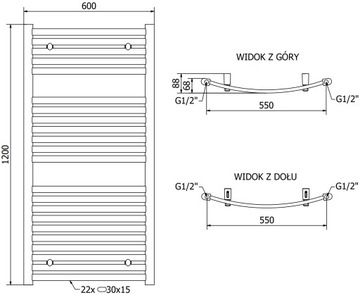 MEXEN HELIOS GRZEJNIK ŁAZIENKOWY 1200x600 BIAŁY 563 W