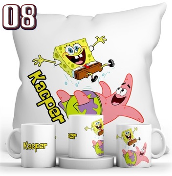 КРУЖКА ГУБКА БОБ + ПОДУШКА + НАБОР ИМЕНИ