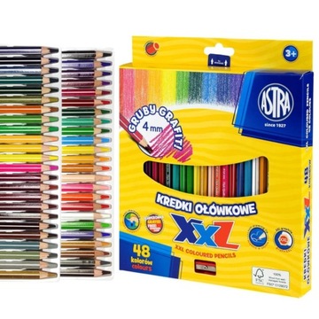 Карандаши Astra шестигранные, 48 цветов, крышечка 4мм, 312120006