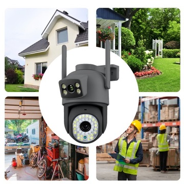 ДВОЙНАЯ WIFI IP УМНАЯ НАРУЖНАЯ ВРАЩАЮЩАЯСЯ КАМЕРА С ПРИЛОЖЕНИЕМ ZOOM PUSH 2x3 МП