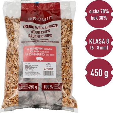 OLCHOWO BUKOWE Zrębki 2L 70% olcha 30% buk KL8 do wędzenia 450g wiórki