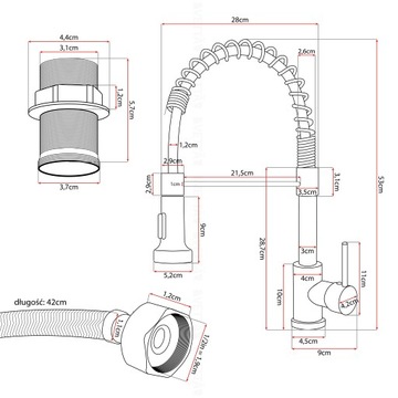 Кухонная батарея гибкая ротационная нока Высокий нажатие для хромированной раковины