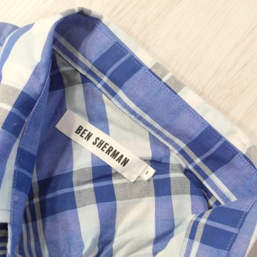 BEN SHERMAN _ ZNAKOMITA W KRATĘ KOSZULA Z LOGO _ L/XL