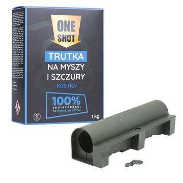 ONE SHOT Kostka 1 kg trucizna na myszy szczury + karmnik deratyzacyjny