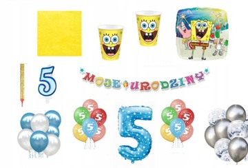Zestaw Spongebob Kanciastoporty 5 Urodziny Balony