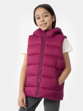 BEZRĘKAWNIK 4F PUCHOWY DZIEWCZĘCY Z KAPTUREM