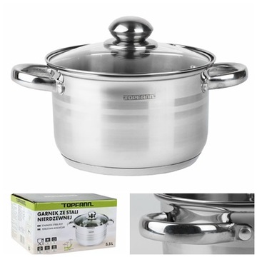 GARNEK ZE STALI NIERDZEWNEJ + POKRYWA 3,5L IND/GAZ