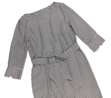 H&M elegancka prosta klasyczna sukienka z wiązanym paskiem pepitka 42/44