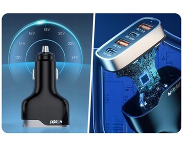 БЫСТРОЕ АВТОМОБИЛЬНОЕ ЗАРЯДНОЕ УСТРОЙСТВО 2X USB 2X USB-C A QUICK CHARGE 3.0 60 Вт PD
