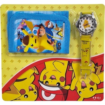 SET 2v1 POKEMON PELETKA PRE DETI + HODINKY KLASICKÁ PIKACHU PEČIATKA