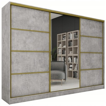 Szafa przesuwna z lustrem 280 cm GOLD beton