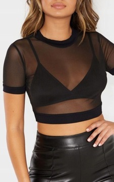 PRETTYLITTLETHING SIATECZKOWY CROP TOP XS