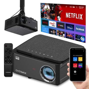 PRZENOŚNY RZUTNIK MINI PROJEKTOR FULL HD 4K 2,2kg + KABEL HDMI Android 9.0