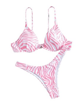 W12201 *SHEIN KOMPLET BIKINI USZTYWNIANE WZÓR ZEBRA M