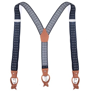 3.5X125 6 Clips Genuine Leather Men Suspenders