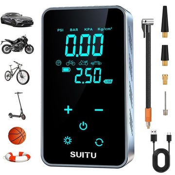 KOMPRESOR SAMOCHODOWY MOTOCYKLOWY POMPKA BEZPRZEWODOWA ROWER POWERBANK USB