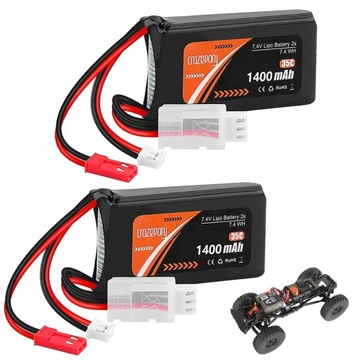 bateria 7.4V 1400 mah akumulator litowa do rc łodzi samochód 2szt