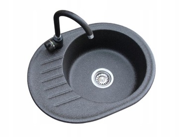 ГРАНИТНАЯ МОЙКА ОДИНОЧНАЯ С БАСТРОЙ + БАТАРЕЙКИ + НАСТЕННЫЙ СИФОН