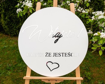 Tablica powitalna wesele ślub dekoracja koło białe TABŚ-4S
