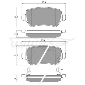 ТОРМОЗНЫЕ КОЛОДКИ - TOMEX Brakes - TX 12-97 - задний мост