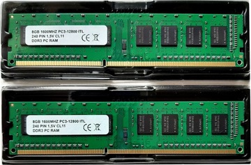 Оперативная память 16GB 2X8GB 1600MHz DIMM DDR3