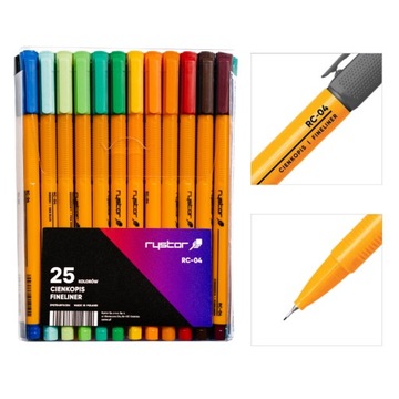 NIEZAWODNE CIENKOPISY Rystor 25 kolorów ETUI RC-04