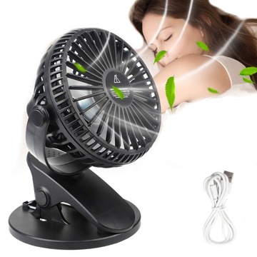 WIATRAK WENTYLATOR SAMOCHODOWY 5V OBROTOWY klips