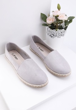 SZARE ESPADRYLE DAMSKIE WSUWANE TENISÓWKI PŁASKIE PÓŁBUTY TRAMPKI