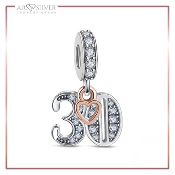 CHARMS 30 URODZINY ZAWIESZKA srebro S925 ROCZNICA ZAWIESZKA PREZENT