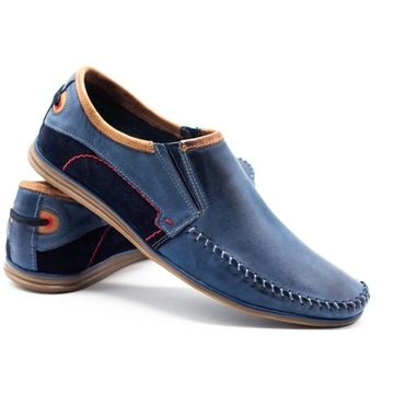 Мужские кожаные туфли 847, темно-синие, 45 размер.