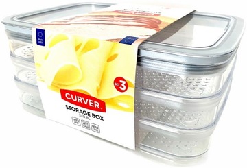 CURVER POJEMNIK NA ŻYWNOŚĆ DO LODÓWKI 3 x 0,8L !!!