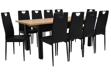 Klasyczny stół ARTISAN+10 krzeseł czarne EKOSKÓRA